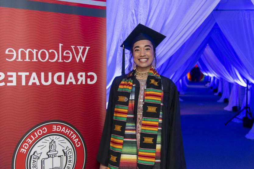 A graduate of the Class of 2022 at Commencement.